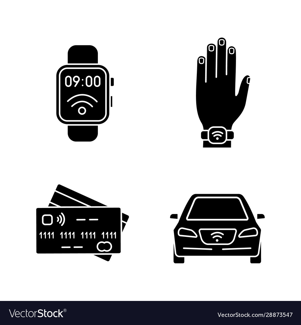 Nfc Technologie Glyph-Symbole Set