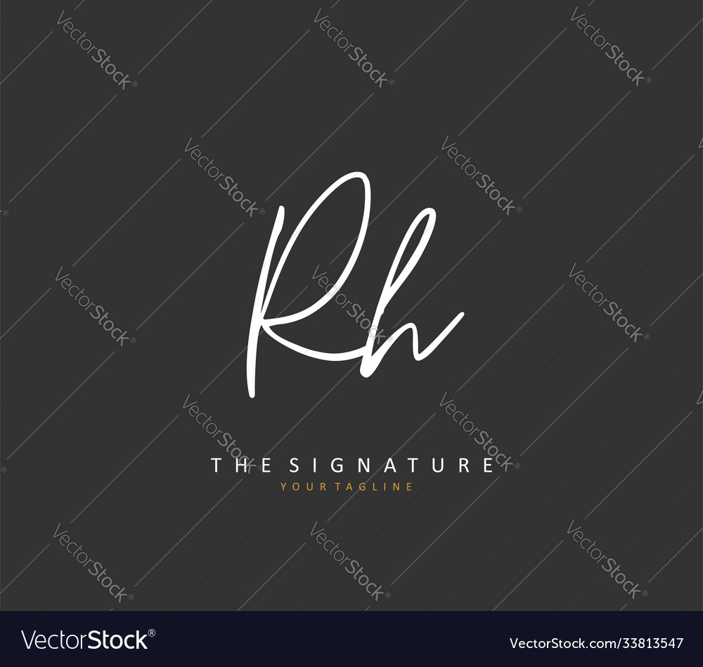 R h rh initial letter handwriting and signature Vector Image