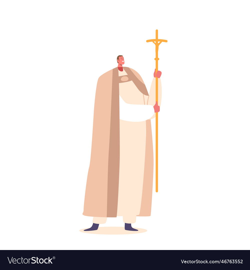 Bishop character in official attire stand Vector Image