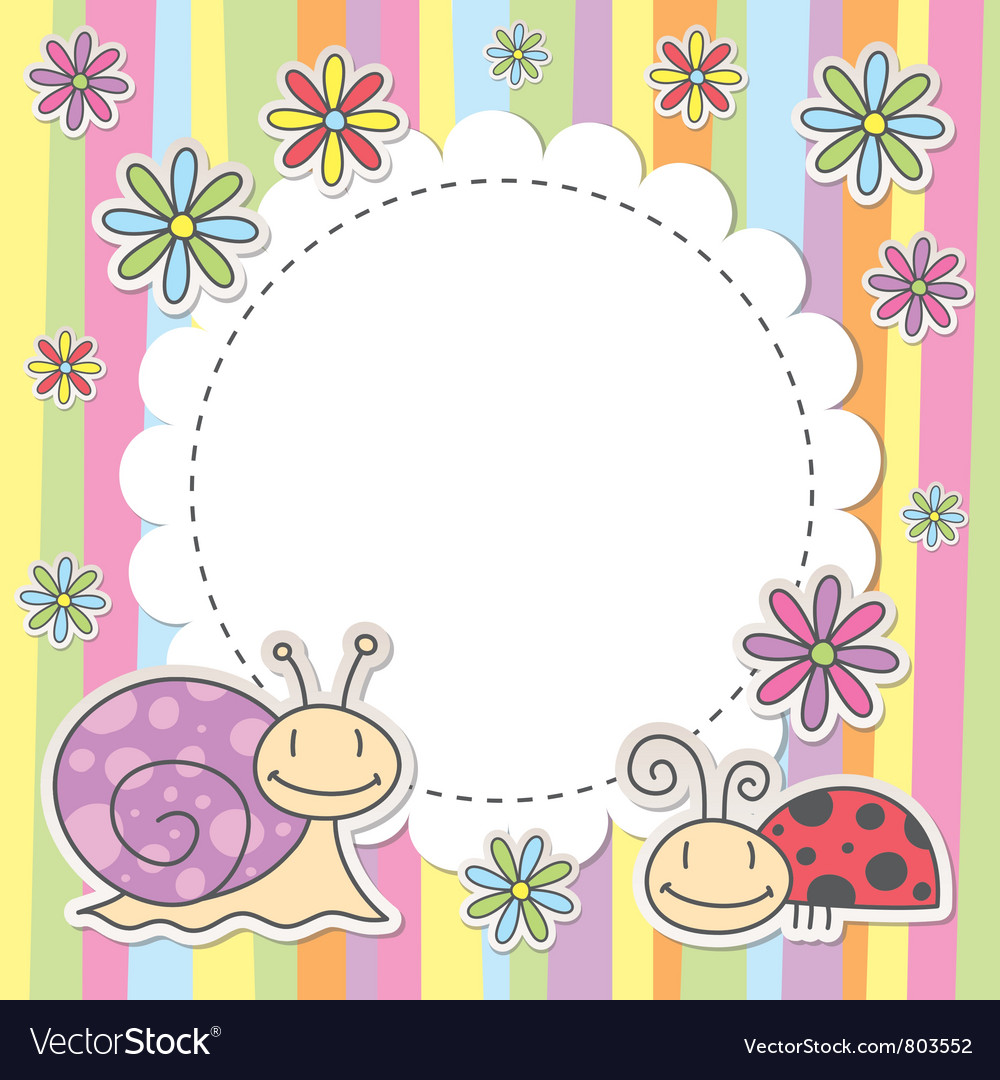 Card with snail and ladybug Royalty Free Vector Image