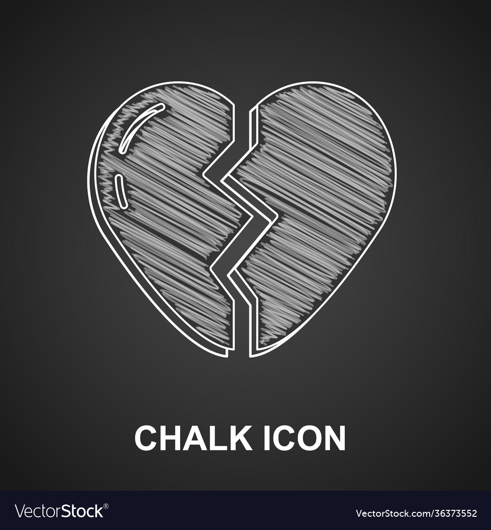 Chalk broken heart or divorce icon isolated Vector Image