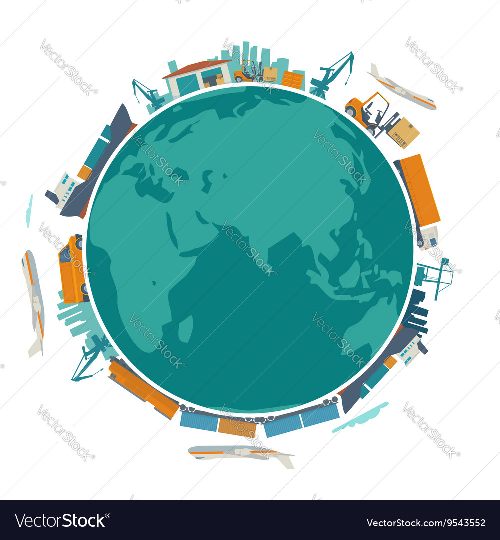 Global Logistic Shipping And Worldwide Delivery Vector Image