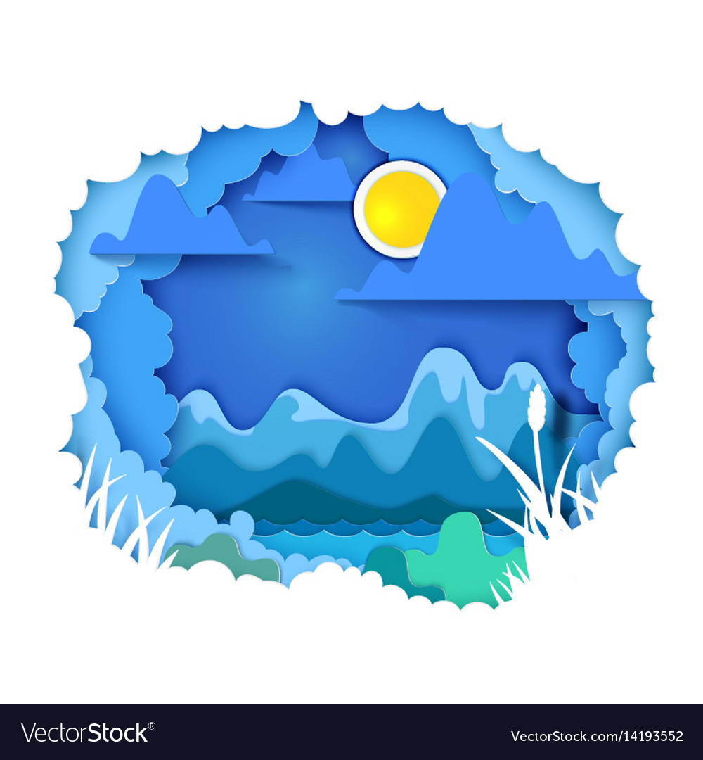 Landscape paper art concept Royalty Free Vector Image