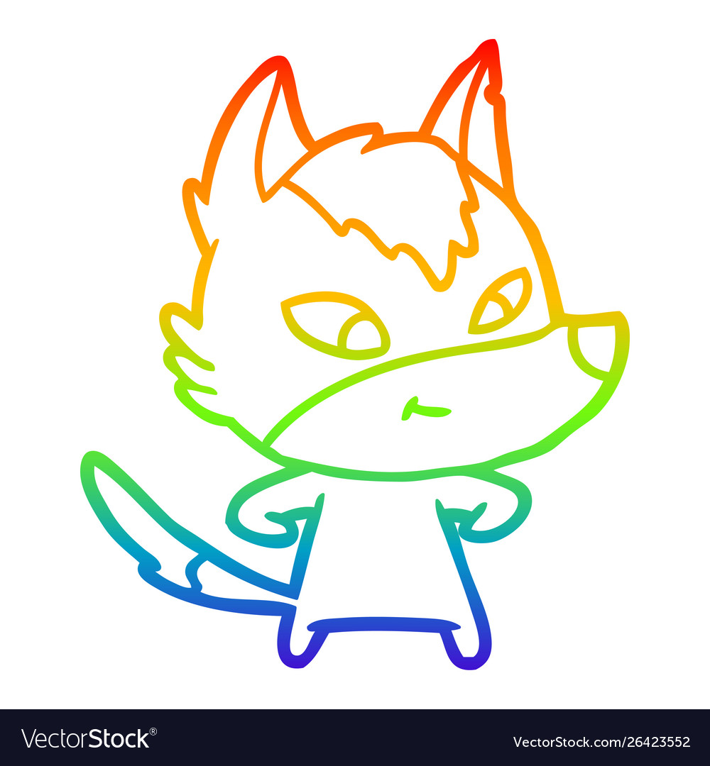 Rainbow gradient line drawing friendly cartoon Vector Image