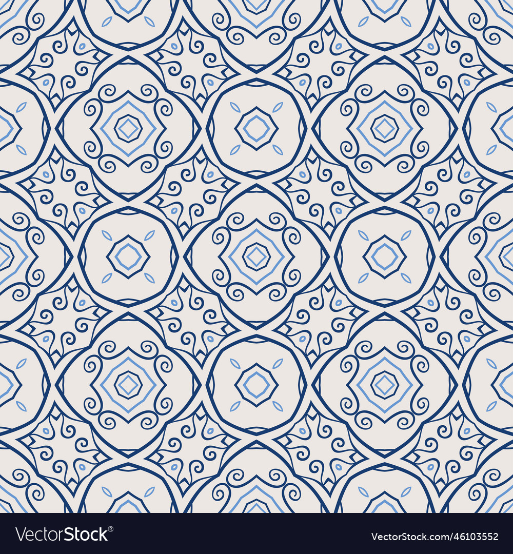 Vintage tile pattern seamless blue and white Vector Image