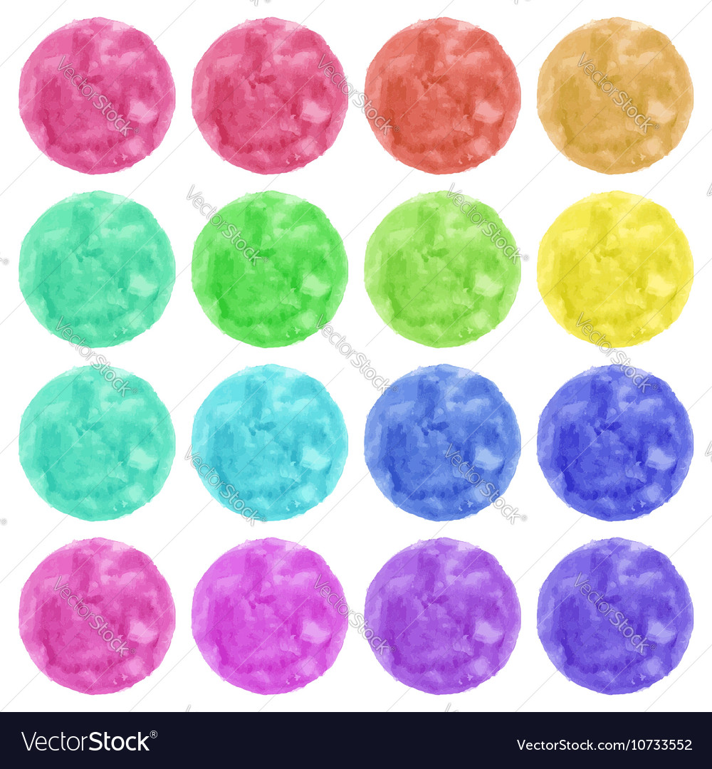 Download Watercolor colorful circles isolated on white Vector Image