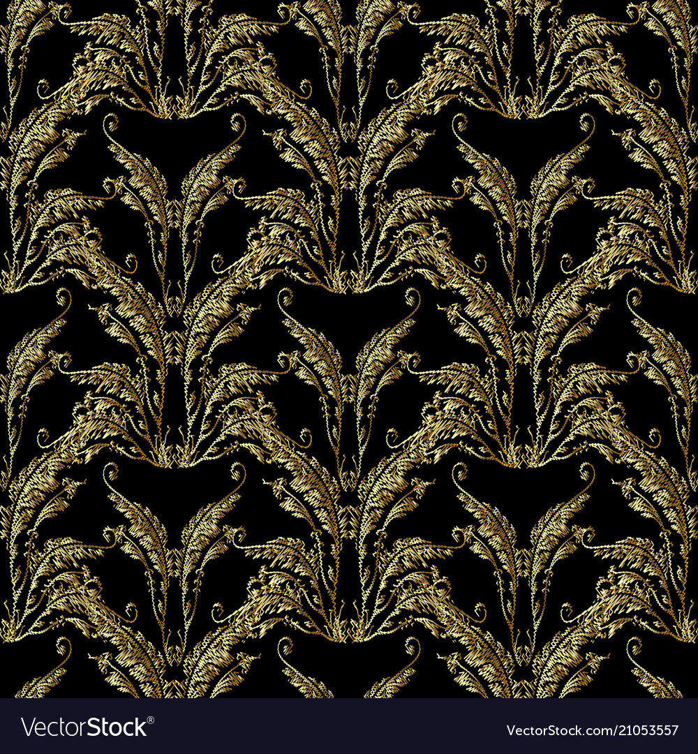 Baroque gold embroidery seamless pattern