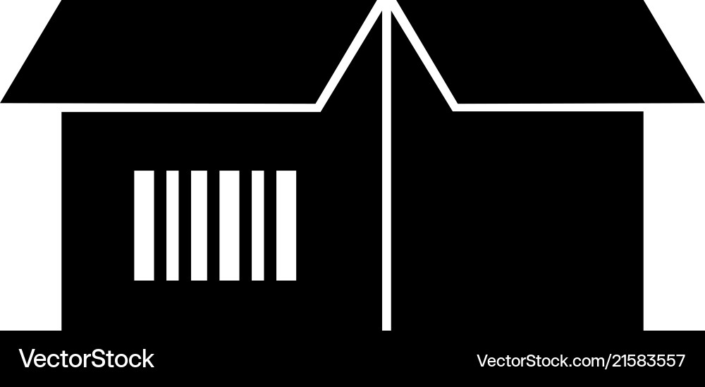 Cardboard box with bar code flat icon Royalty Free Vector