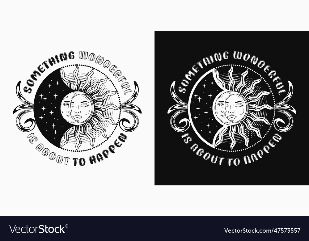 Label with eclipse sun crescent moon text Vector Image