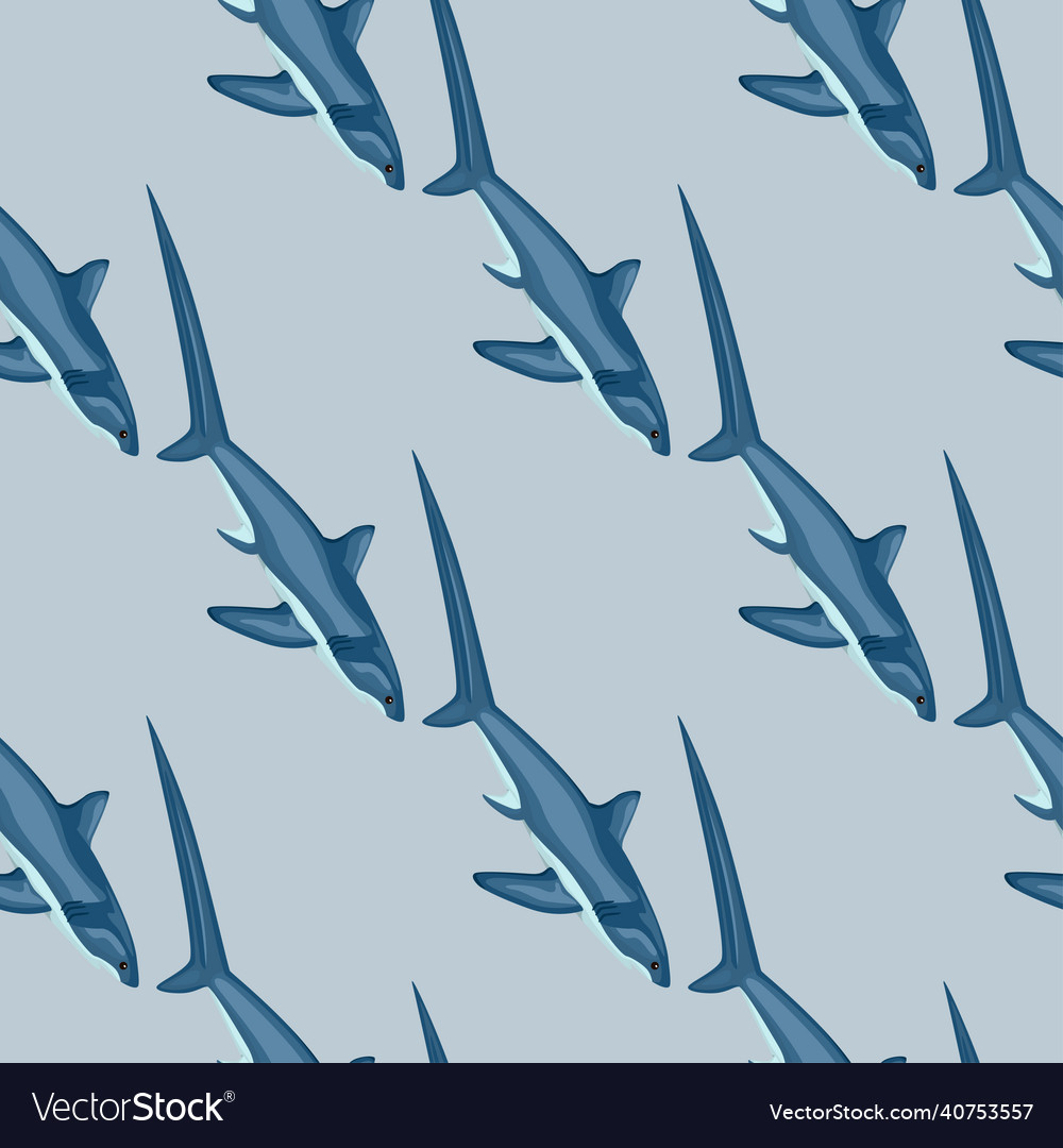 Thresher shark seamless pattern in scandinavian