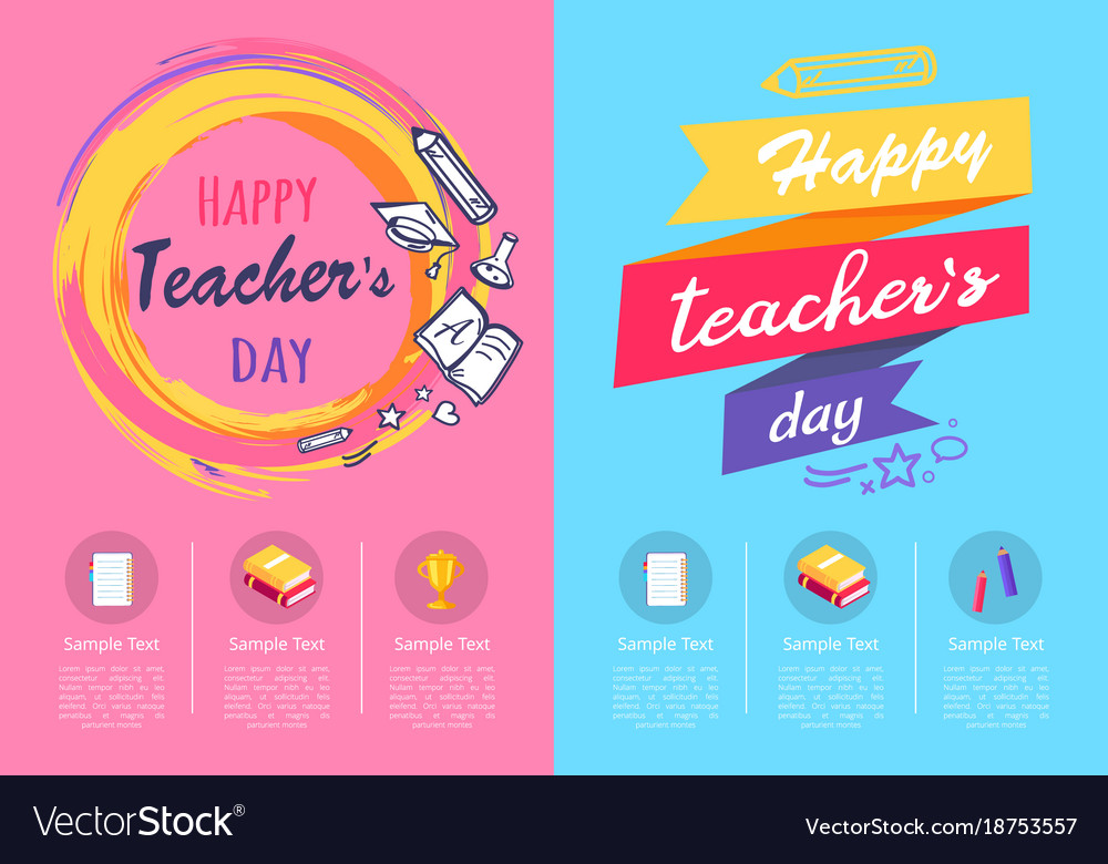 Two posters teachers day on Royalty Free Vector Image