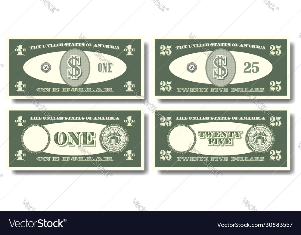 Us fictitious green paper money in denominations Vector Image