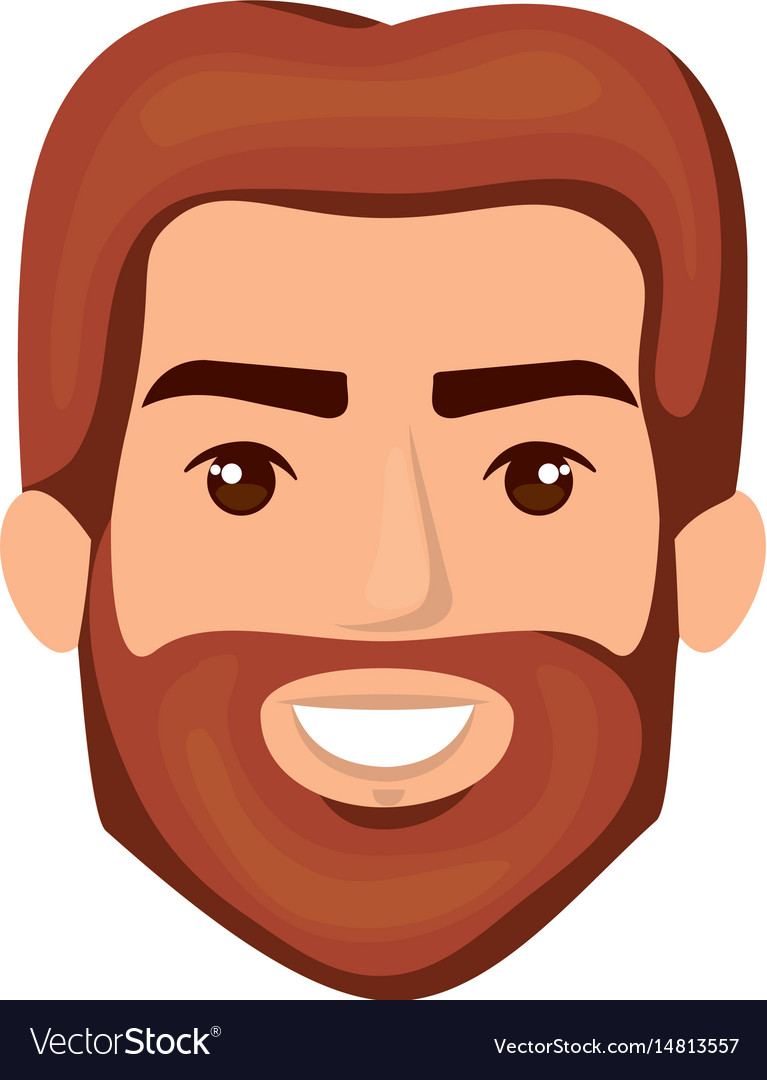 White Background Of Smiling Man Face With Red Hair