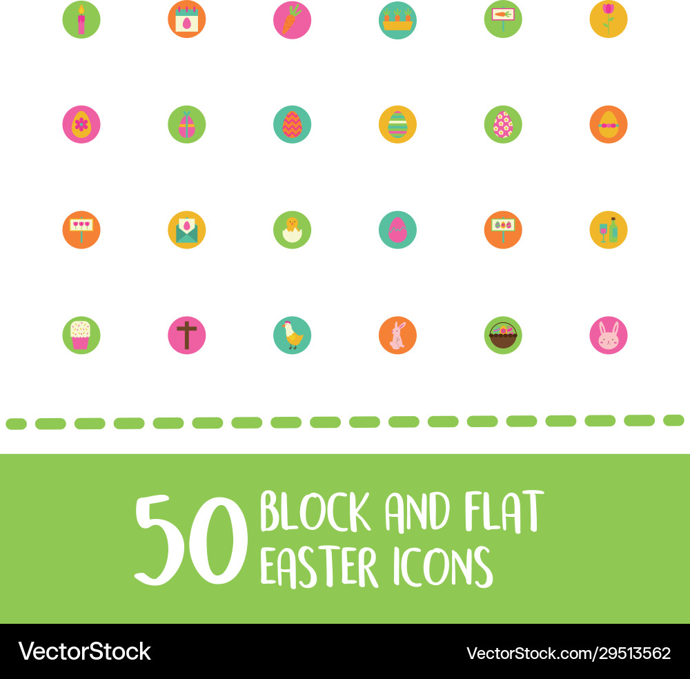 Easter lettering with bundle spring set block Vector Image