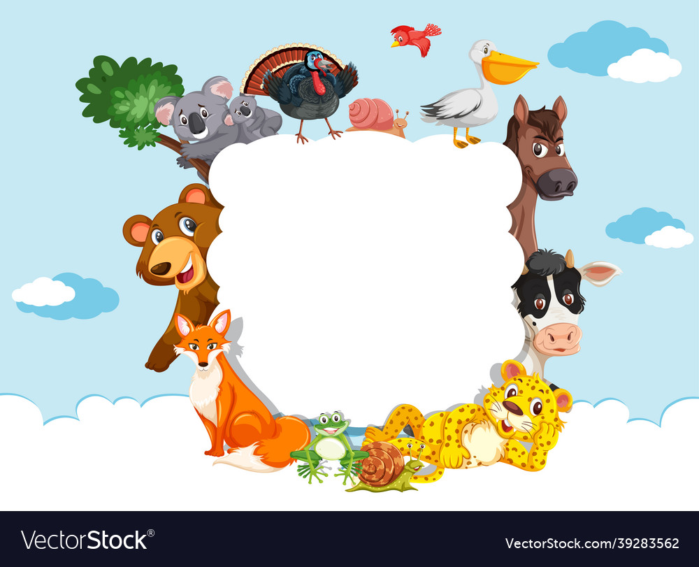 Empty cloud banner with various wild animals