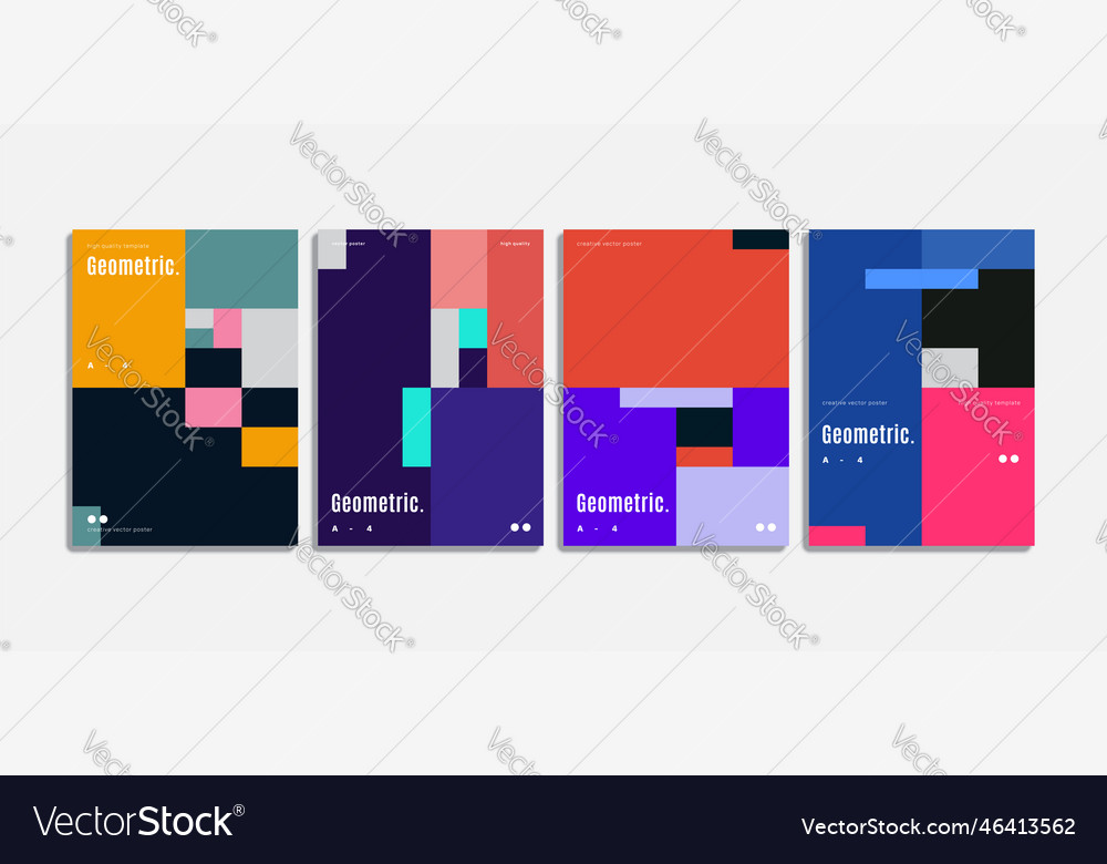 Geometric brochure covers set color block design Vector Image