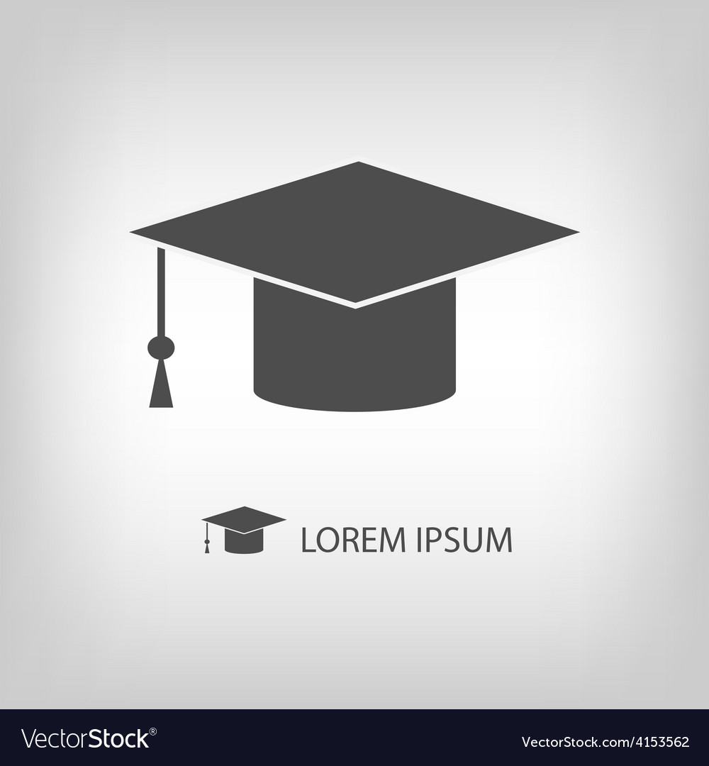 Grey graduation hat as logo Royalty Free Vector Image