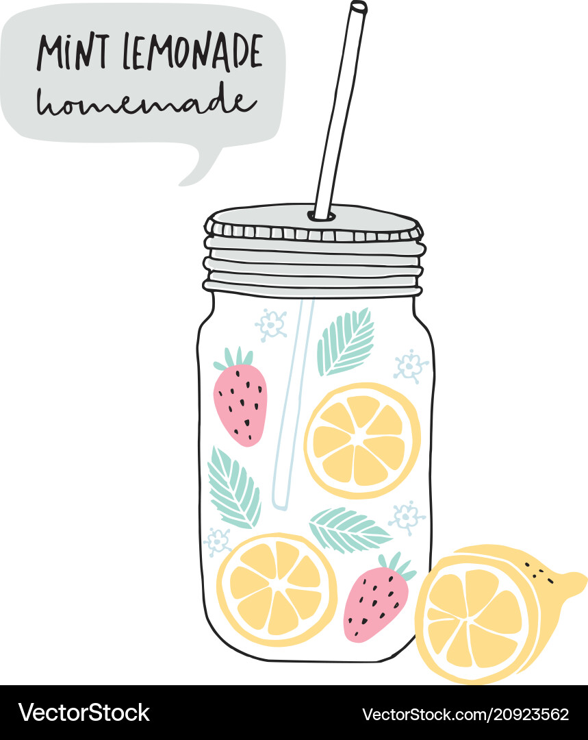 Hand drawn glass jar with lemonade made lemon Vector Image