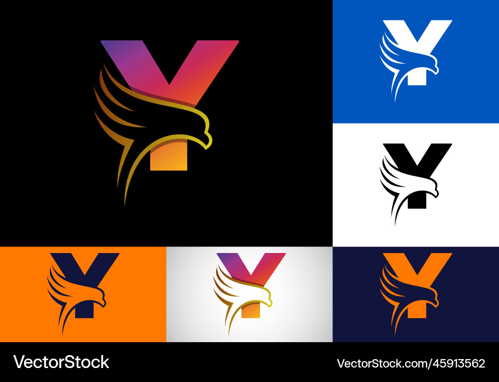 Initial y monogram letter with eagle head Vector Image