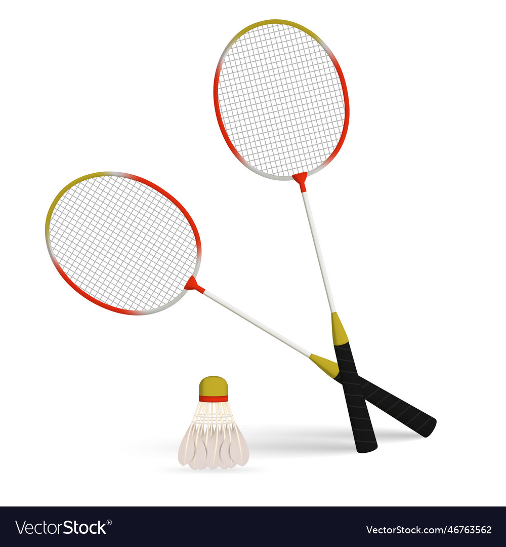 Realistic detailed 3d badminton racket Royalty Free Vector