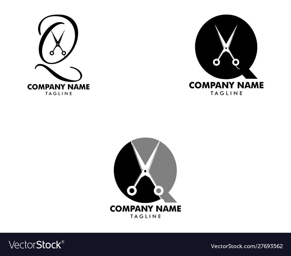 Set initial letter q with scissors logo concept Vector Image