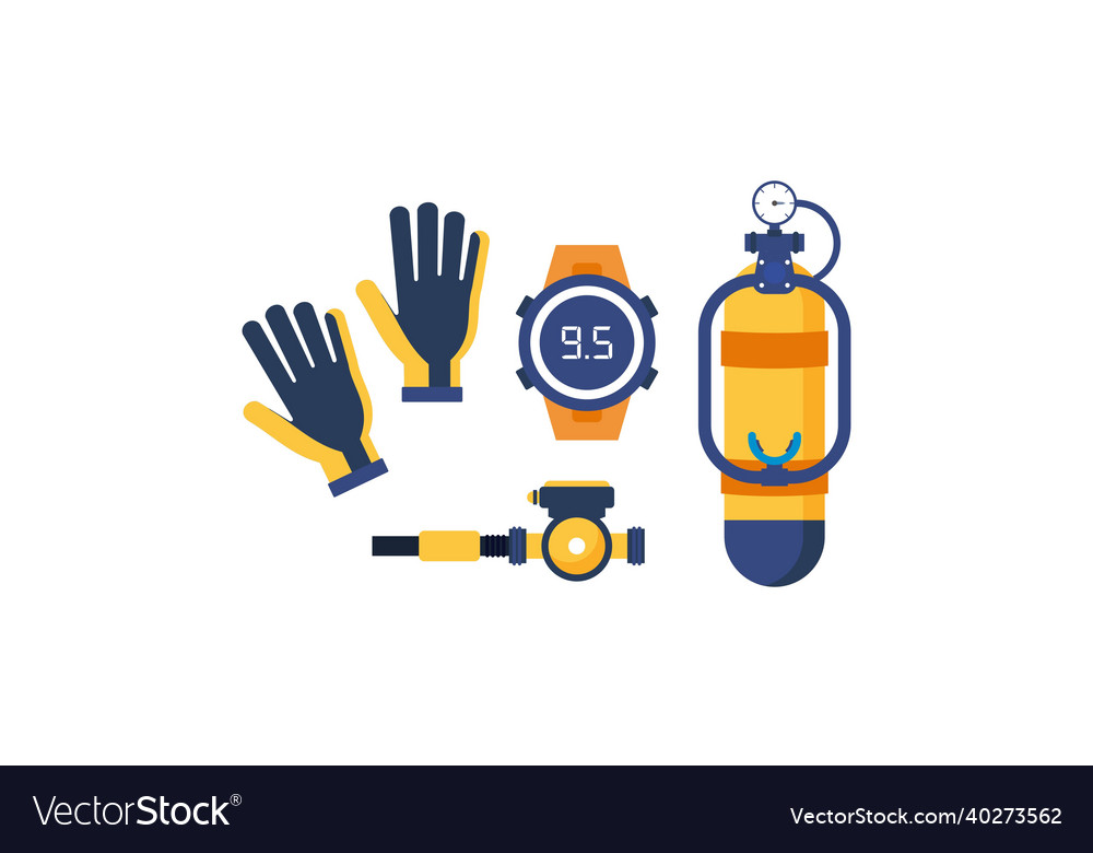 Set of diving equipment logo Royalty Free Vector Image