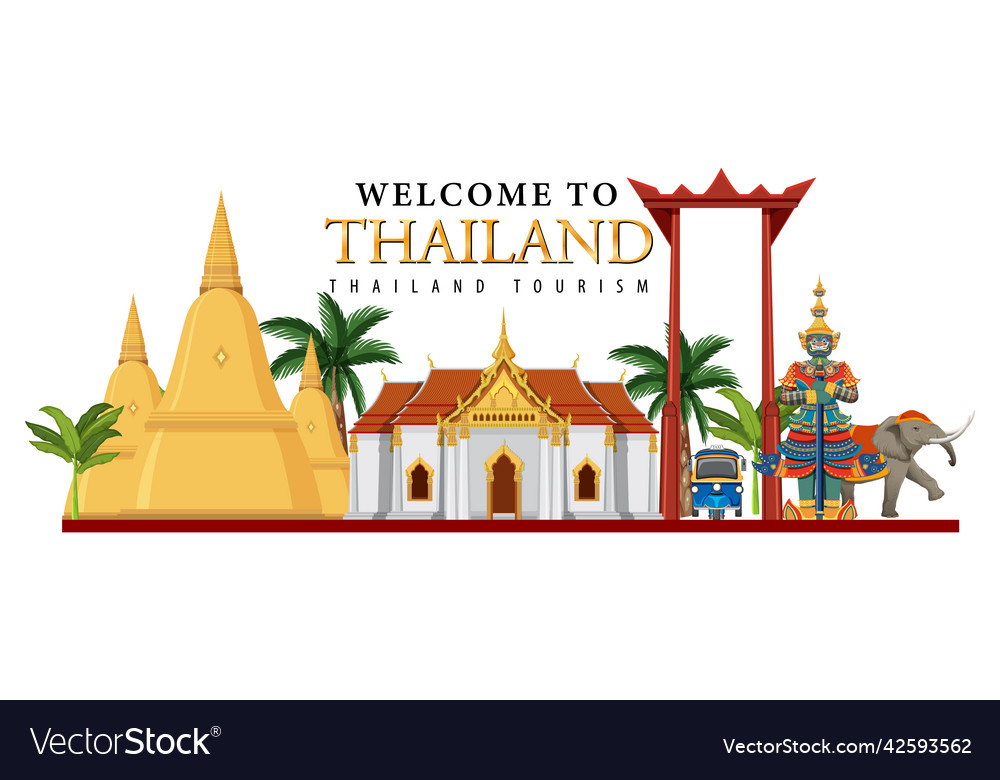 Welcome to thailand banner and landmarks