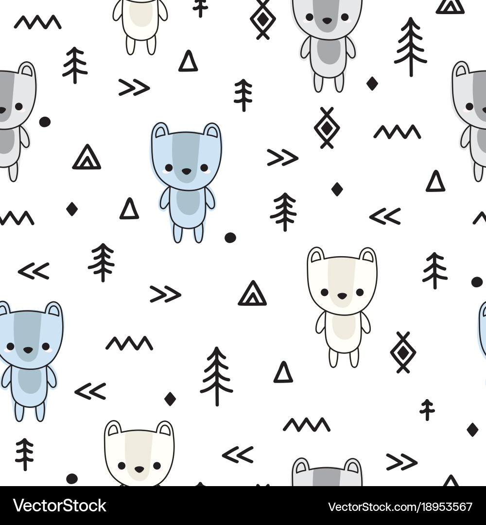 Abstract seamless pattern with cute bears Vector Image