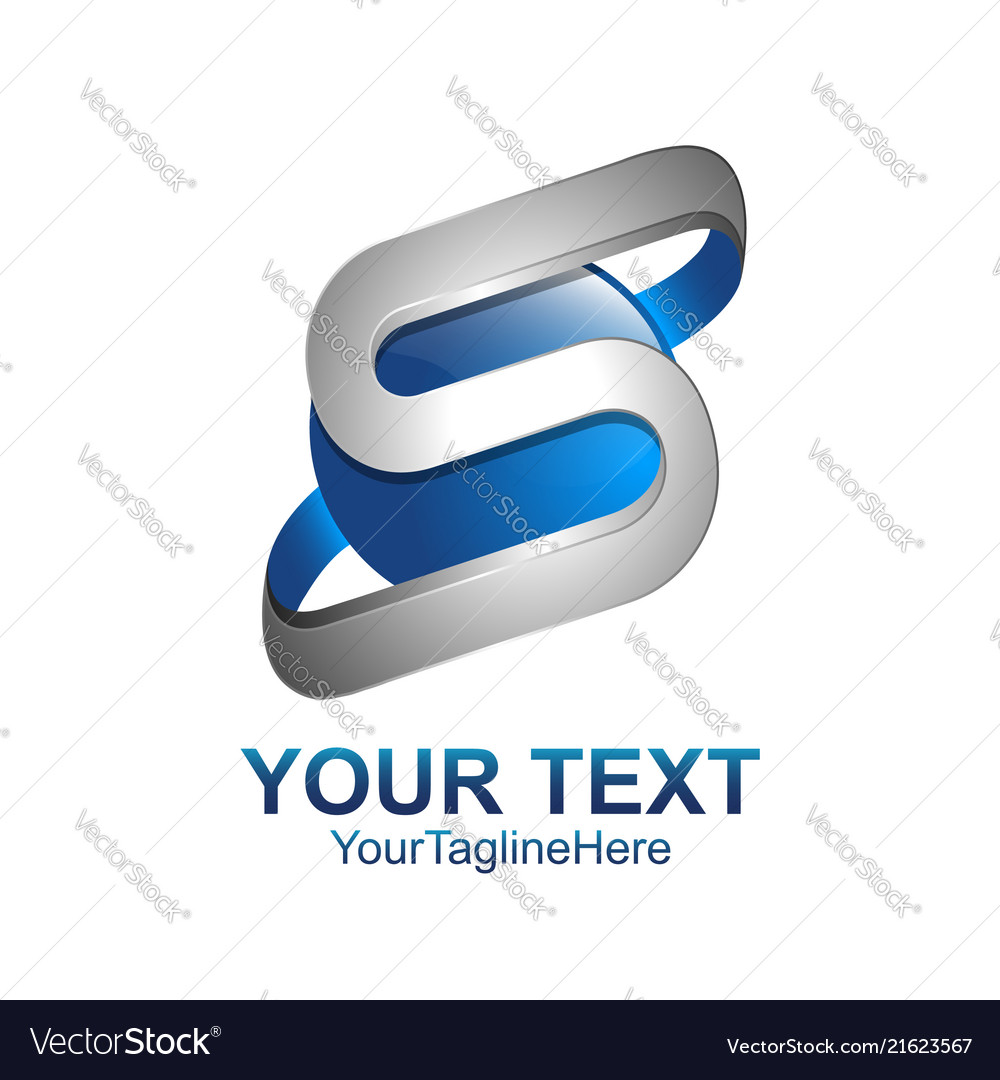 Letter s logo design template colored silver blue