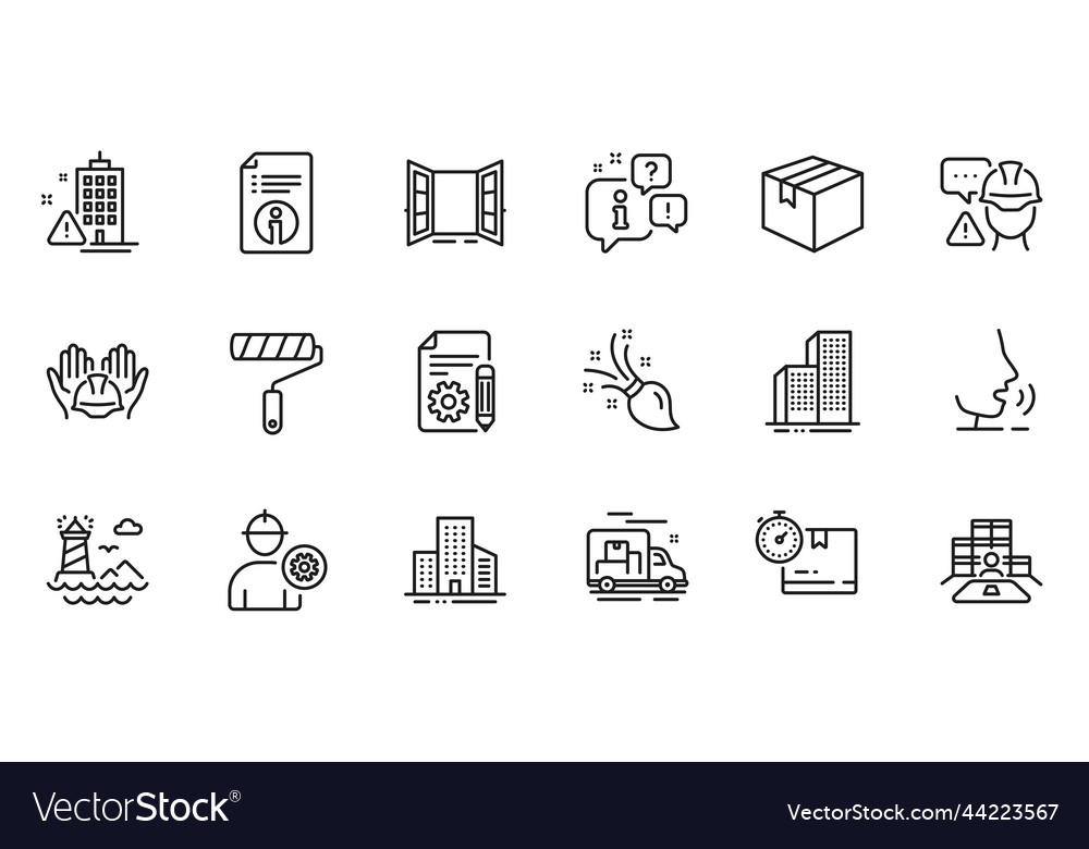 Outline set of cardboard box buildings and open