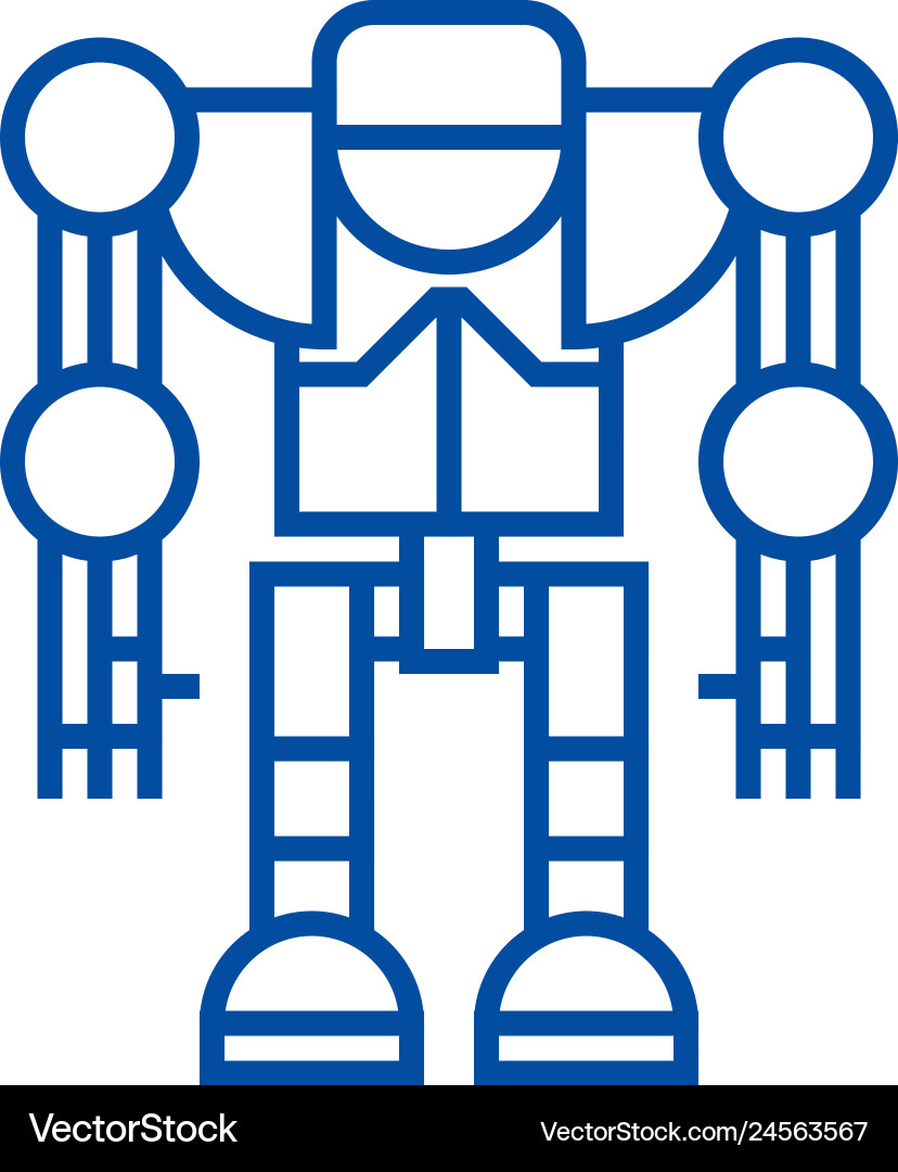 Robotdroid line icon concept flat Royalty Free Vector Image