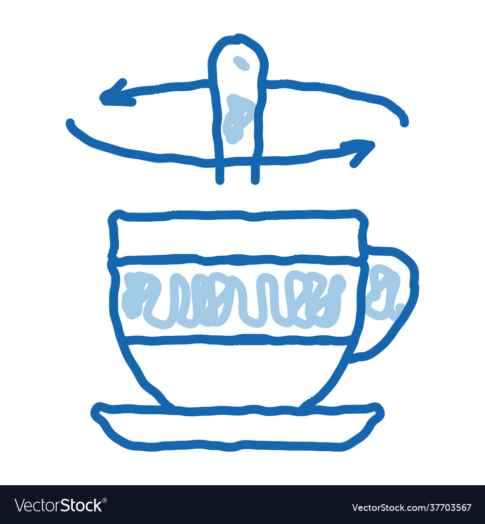 Rührlöffel in Tasse Tee Doodle Icon Hand