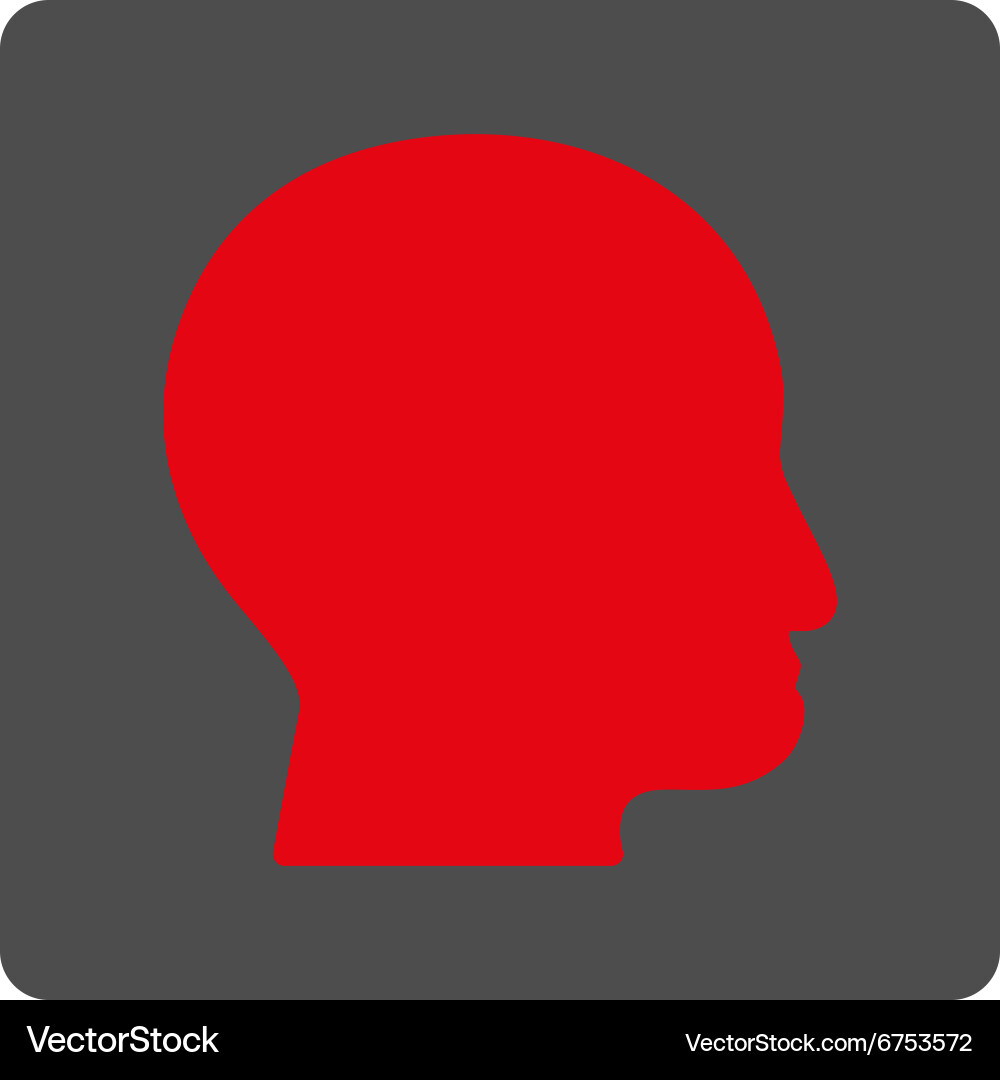 Bald head rounded square button Royalty Free Vector Image