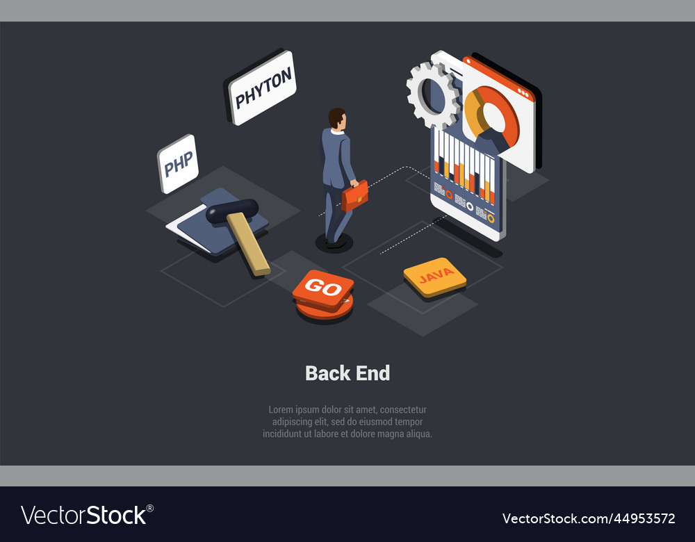 Front and back end development responsive web Vector Image