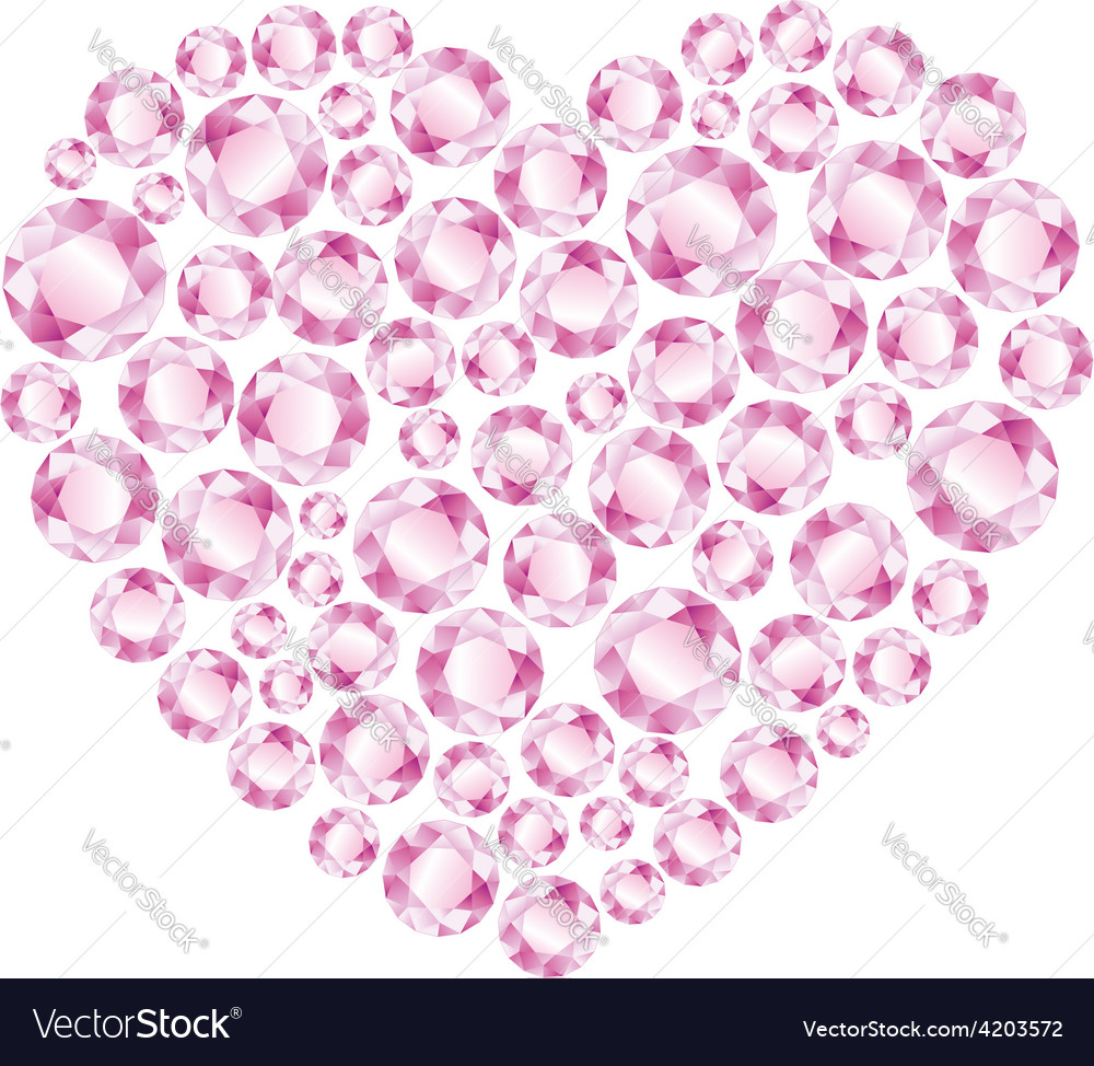 Heart of pink shiny diamonds Royalty Free Vector Image