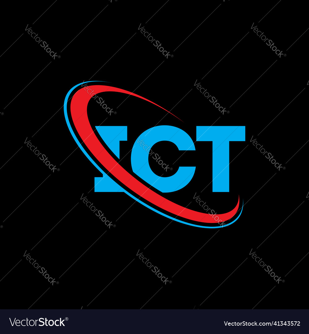 Ict logo letter letter logo design Royalty Free Vector Image