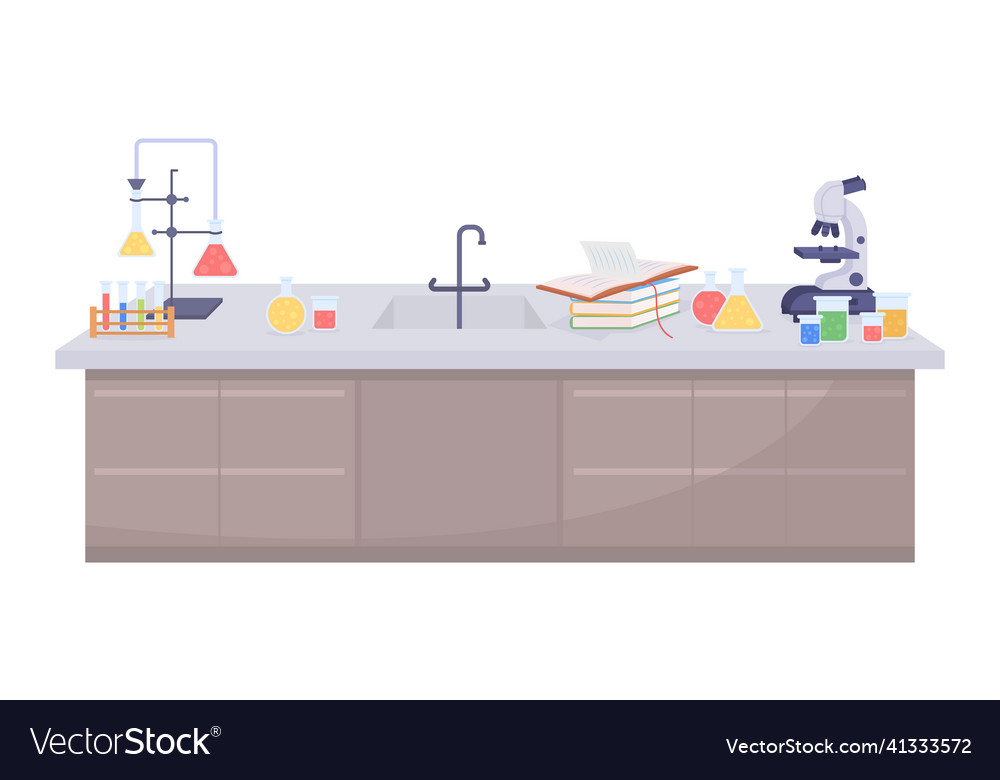 Laboratory desk semi flat color item