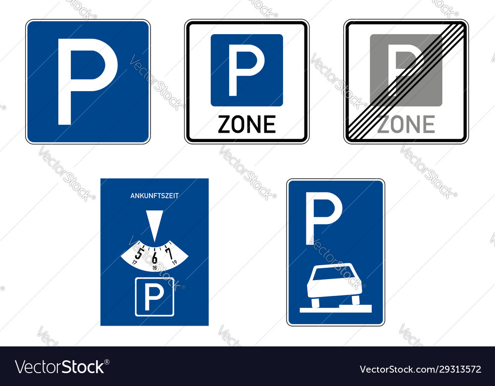 Road Signs Parking And In Germany Royalty Free Vector Image