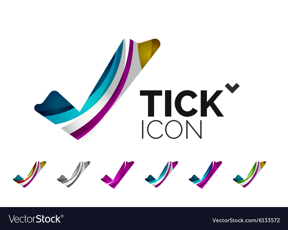 Set of abstract ok and tick icons business