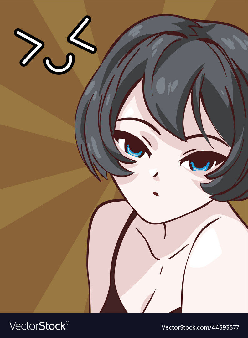 Premium Vector  Girl in profile with short hair. vector anime