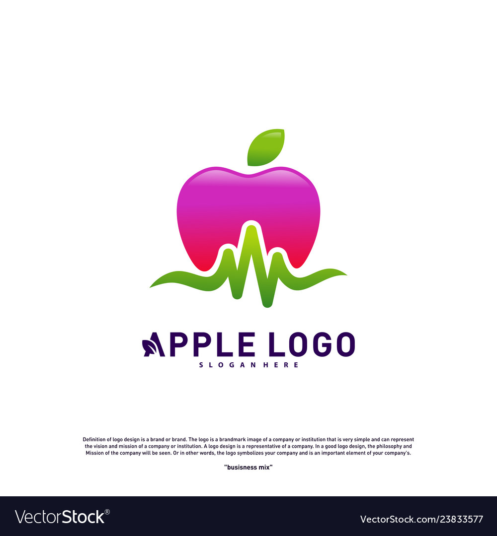 Apple with medical pulse logo concept health