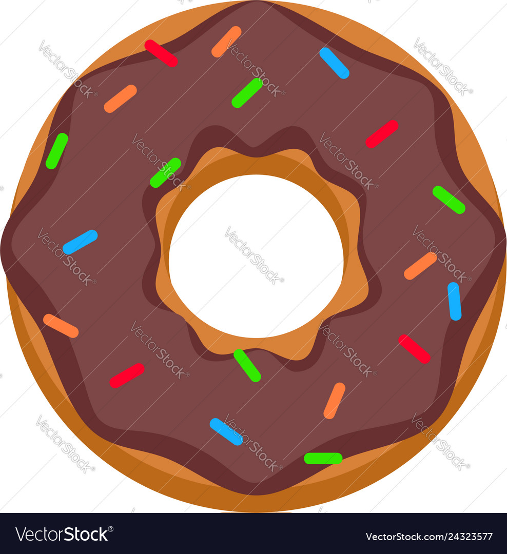 Choco donut icon flat style Royalty Free Vector Image