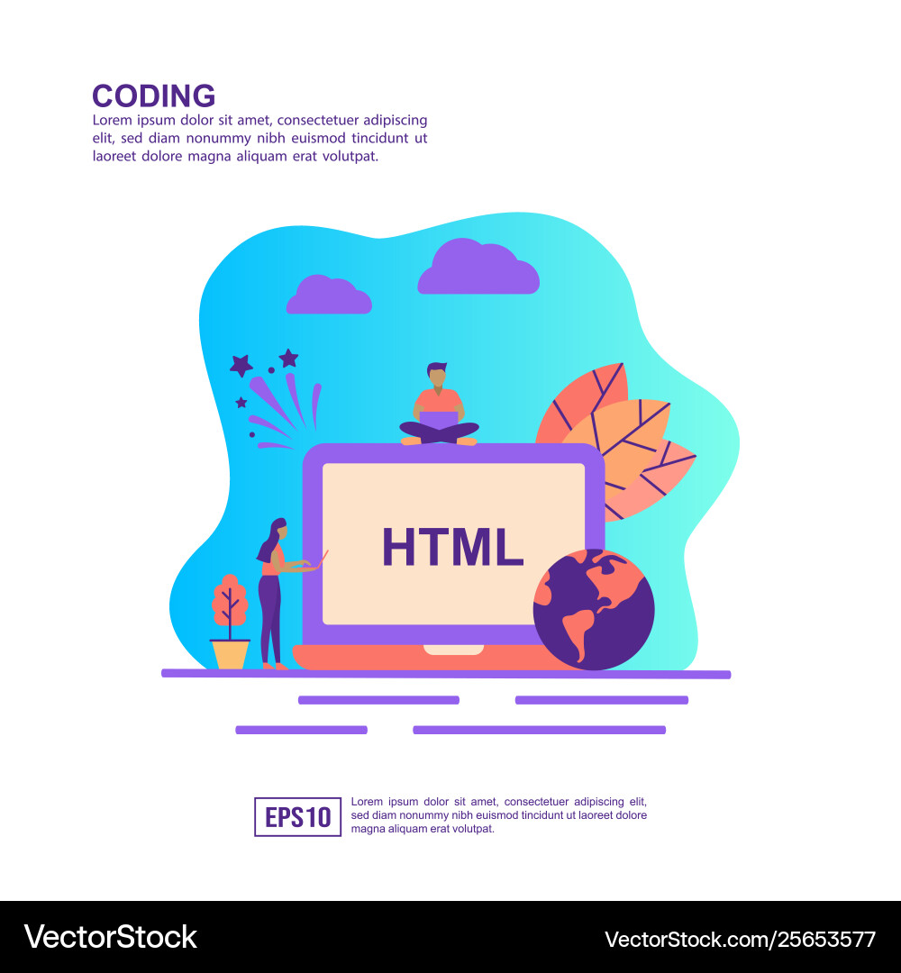 Concept Coding Modern Conceptual For Banner Vector Image