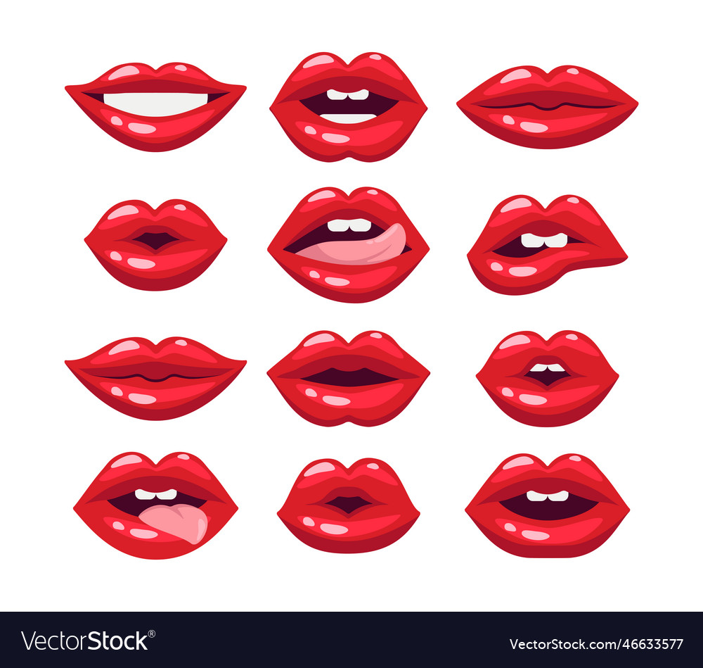 Lips of women with red lipstick Royalty Free Vector Image