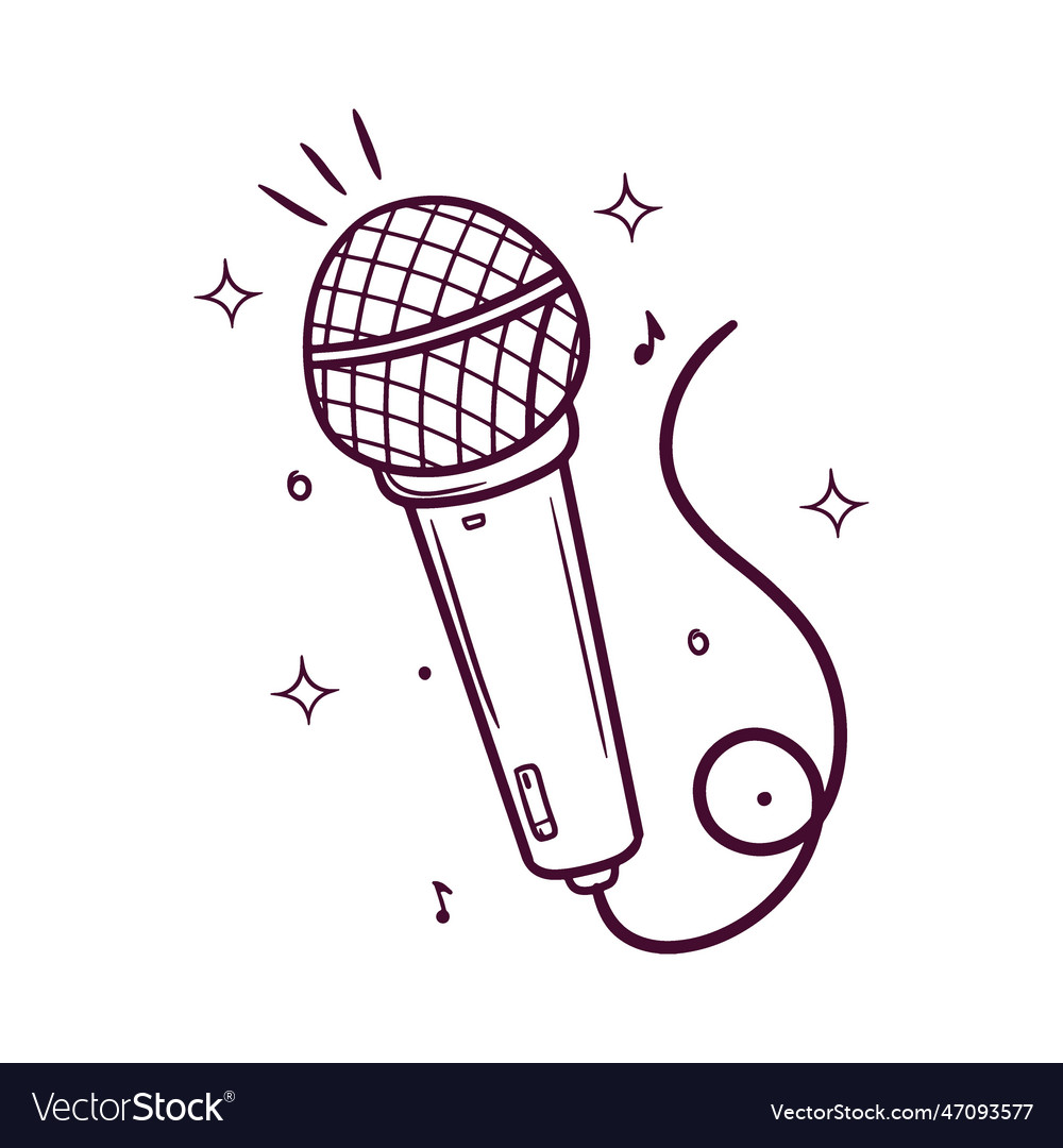 Microphone hand drawn Royalty Free Vector Image