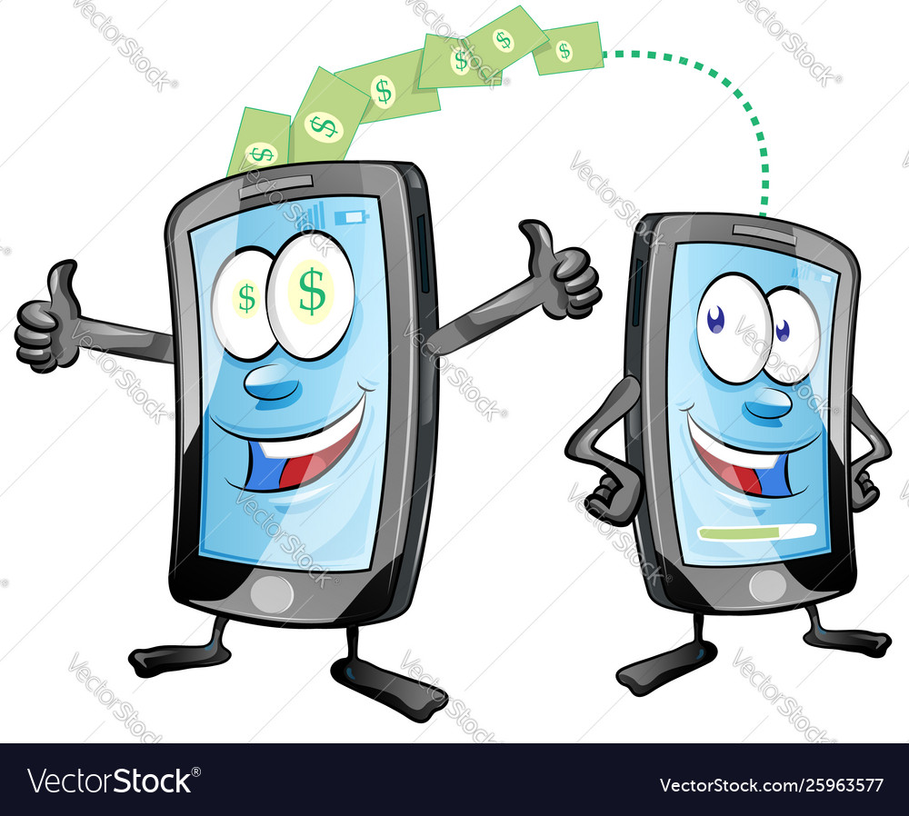 Sending and receiving money wireless with mobile vector image