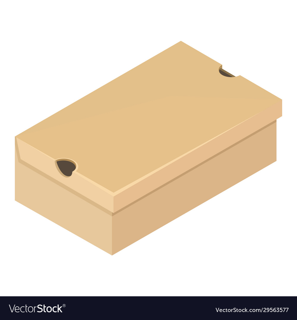 Single brown cardboard shoe box shoebox flat icon