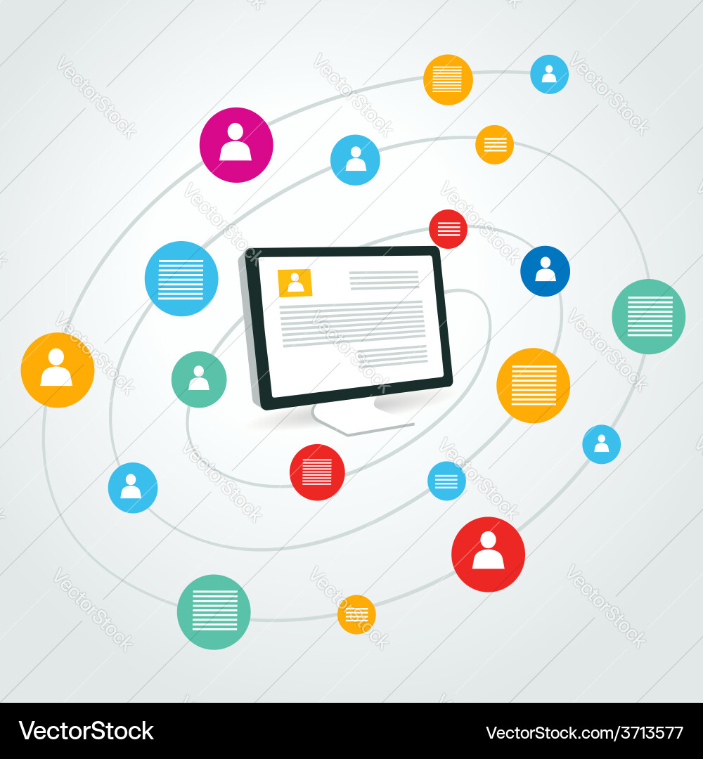 Social icon group element computer pc display Vector Image