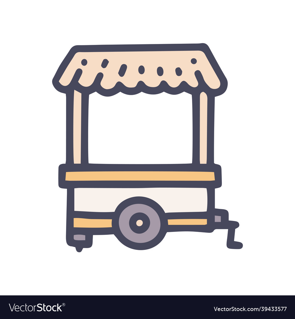 Street trade cart color doodle simple icon