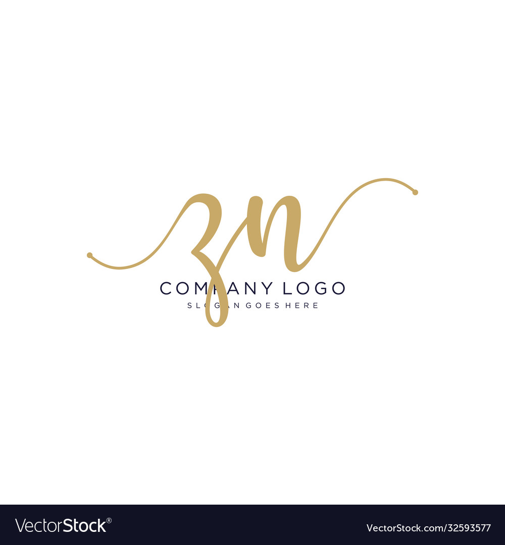 Zn initial handwriting logo design Royalty Free Vector Image